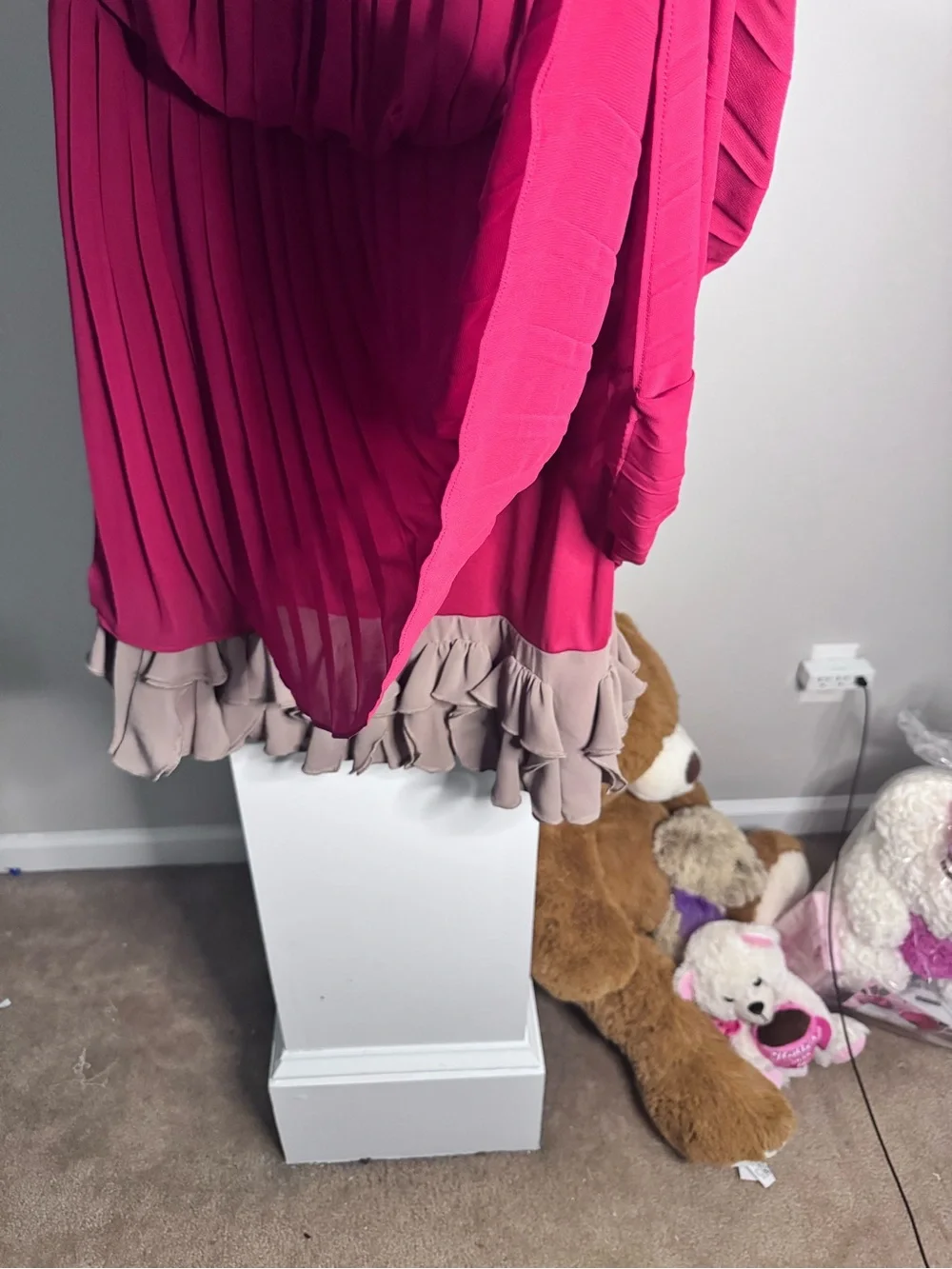Jessica Simpson Size 12 Fuchsia Strapless Pleated Ruffle Mini Cocktail Dress